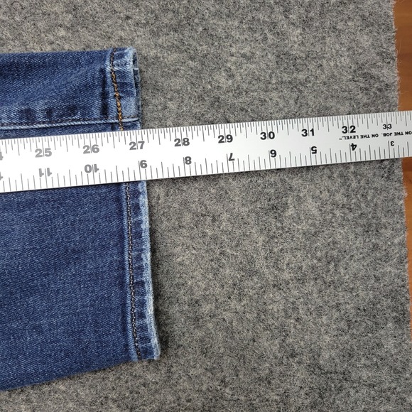 Uniqlo Jeans Womens 3 Blue Denim Distresd Single Stitch Flat Front Straight Leg - Picture 12 of 14